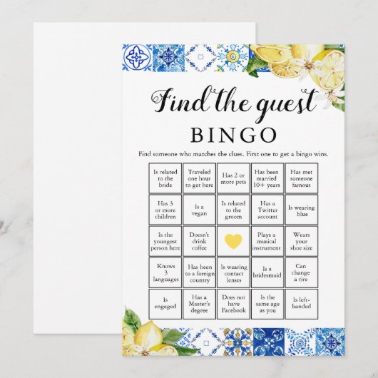 Italiaans Vind het Guest Bingo Vrijgezellenfeest s Kaart (Voorkant / Achterkant)