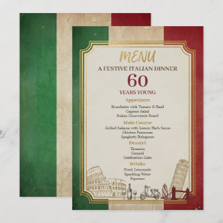 Italiaans Vintage 60e Verjaardagsdiner Menu