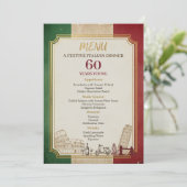 Italiaans Vintage 60e Verjaardagsdiner Menu (Staand voorkant)