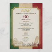 Italiaans Vintage 60e Verjaardagsdiner Menu (Voorkant)