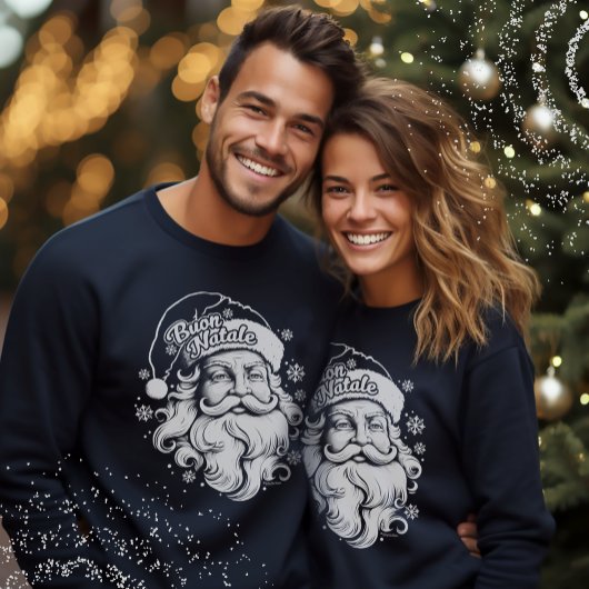 Italiaans Vintage Santa Buon Natale Kerstkleding Trui