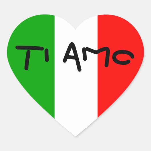 Italiaans Vlag Hart Ti Amo stickers (Voorkant)