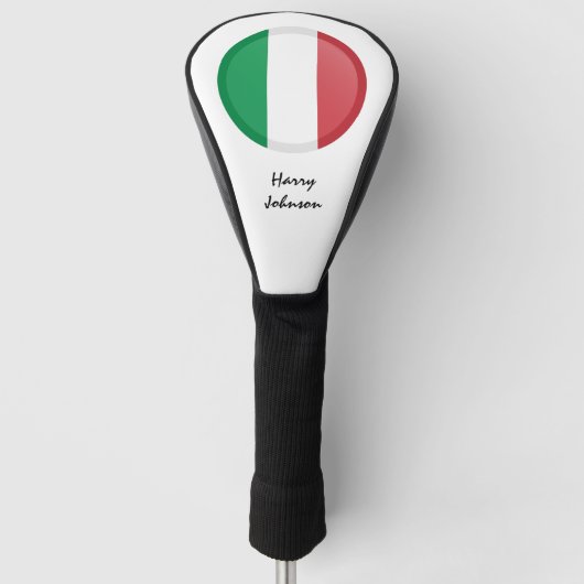 Italiaans Vlag & Monogrammed Golfclubs Hoesjes Golfheadcover (Voorkant)