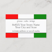 Italiaans Vlag Restaurant Visitekaartje (Achterkant)
