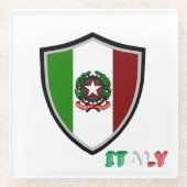 Italiaans vlagembleem glazen onderzetter (Voorkant)