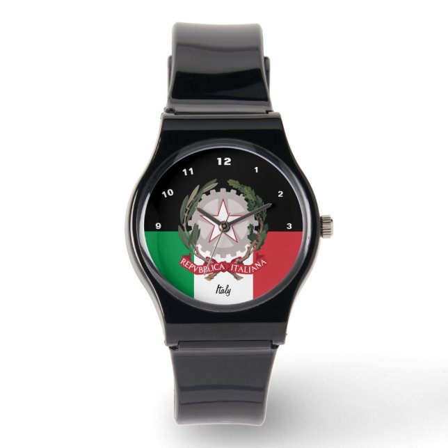 Italiaans Vlaggenhorloge, embleem, Italië mode / s Horloge (Voorkant)