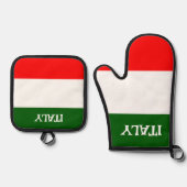 Italiaans vlaggenontwerp ovenwant & pannenlap set (Voorkant)