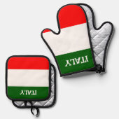 Italiaans vlaggenontwerp ovenwant & pannenlap set (Voorkant / Achterkant)