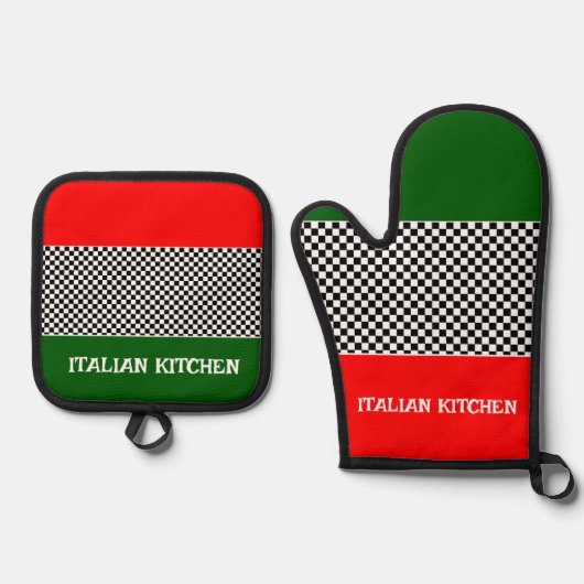 Italiaans vlaggenontwerp ovenwant & pannenlap set (Voorkant)