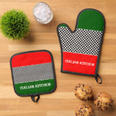 Italiaans vlaggenontwerp ovenwant & pannenlap set (Top down)