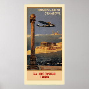 Italiaans  vliegtuig en Brindisi Istanbul Poster