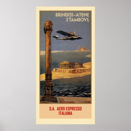Italiaans  vliegtuig en Brindisi Istanbul Poster (Voorkant)