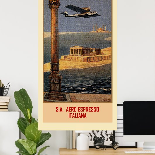 Italiaans  vliegtuig en Brindisi Istanbul Poster (Thuiskantoor)