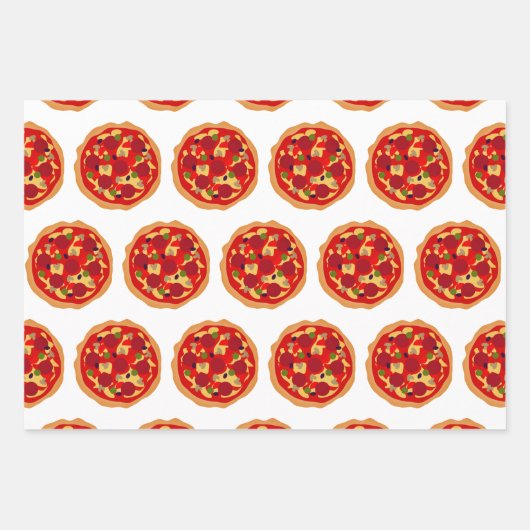 Italiaans voedselgrijs pepperoni pizzapatroon inpakpapier vel (Voorkant 3)