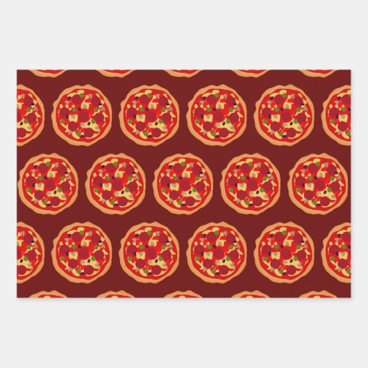 Italiaans voedselgrijs pepperoni pizzapatroon inpakpapier vel (Voorkant 2)