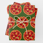 Italiaans voedselgrijs pepperoni pizzapatroon inpakpapier vel (In situ)