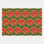 Italiaans voedselgrijs pepperoni pizzapatroon inpakpapier vel (Voorkant)
