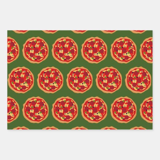 Italiaans voedselgrijs pepperoni pizzapatroon inpakpapier vel (Voorkant)