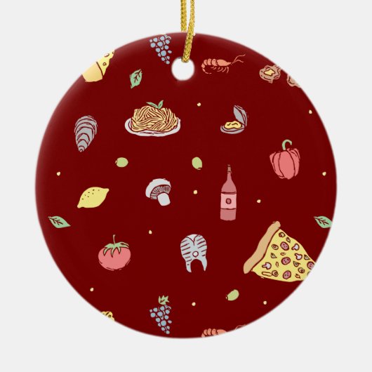 Italiaans voedselpatroon. Naadloze Italiaanse voed Keramisch Ornament (Voorkant)