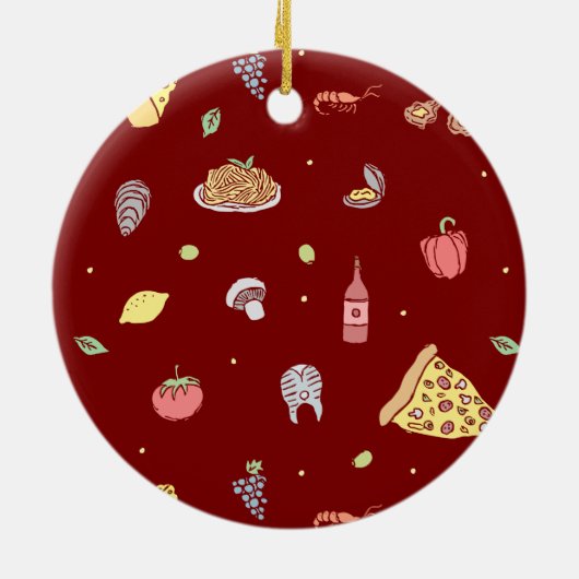 Italiaans voedselpatroon. Naadloze Italiaanse voed Keramisch Ornament (Achterkant)