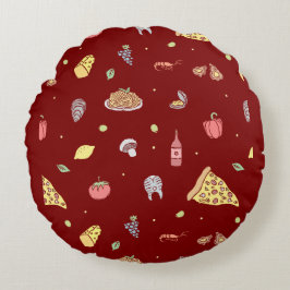 Italiaans voedselpatroon. Naadloze Italiaanse voed Rond Kussen