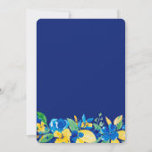 Italiaans vrijgezellenfeest met citroenblauw flora kaart (Achterkant)