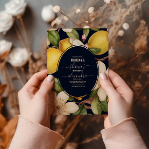 Italiaans vrijgezellenfeest met citroenblauw flora kaart