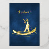 Italiaans Vrijgezellenfeest voor de marine en goud Folie Uitnodiging (Voorkant)