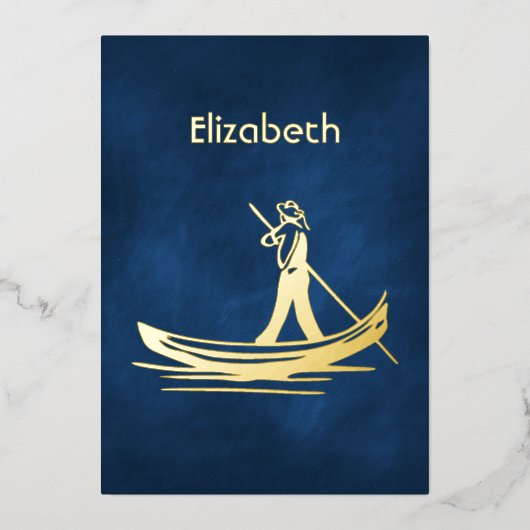 Italiaans Vrijgezellenfeest voor de marine en goud Folie Uitnodiging (Voorkant)