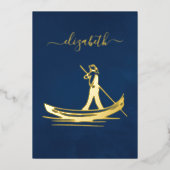 Italiaans Vrijgezellenfeest voor de marine en goud Folie Uitnodiging (Voorkant)