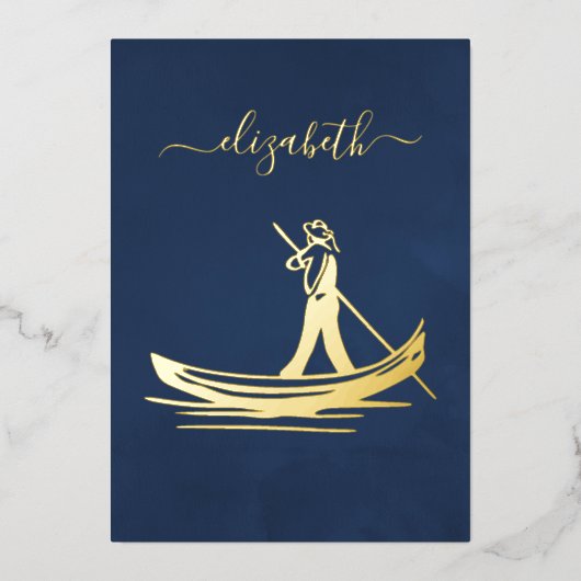 Italiaans Vrijgezellenfeest voor de marine en goud Folie Uitnodiging (Voorkant)