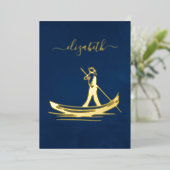 Italiaans Vrijgezellenfeest voor de marine en goud Folie Uitnodiging (Staand Voorkant)