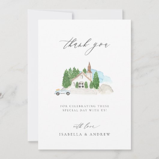 Italiaans Waterverf huis dank u bruiloft Bedankkaart (Voorkant)