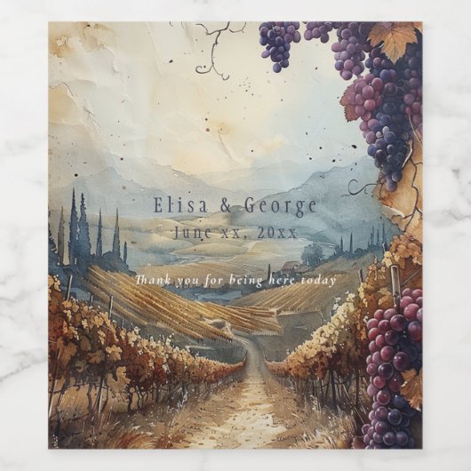 Italiaans wijngaardlandschap rustiek wijn etiket (Enkel label)