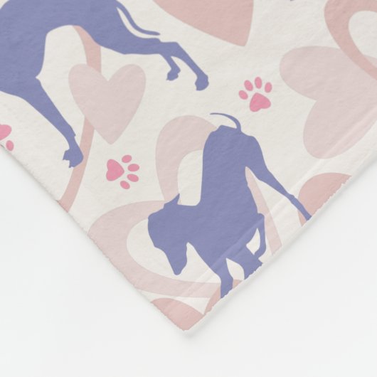 Italiaans windhound Hearts Periwinkle Pattern Name Fleece Deken (Hoek)