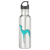 Italiaans windmolenblad Whippet turquoise silhouet Waterfles (Voorkant)