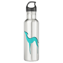 Italiaans windmolenblad Whippet turquoise silhouet