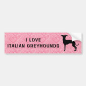 Italiaans windschiet op roze hartpatroon bumpersticker (Voorkant)