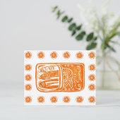 Italiaans zomer Linocut Design - Ingeblikte sardin Briefkaart (Staand voorkant)