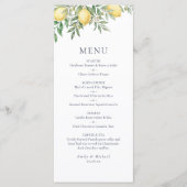 Italiaans zomerse trouwmenu met citroen Flat Menu (Voorkant)