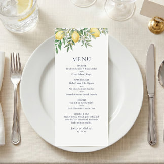 Italiaans zomerse trouwmenu met citroen Flat Menu