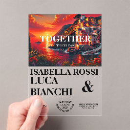 Italiaans zonsondergang kust vet Waterverf landsch Acryl Uitnodigingen