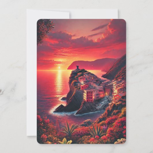 Italiaans zonsondergang kust vet Waterverf landsch Kaart (Achterkant)