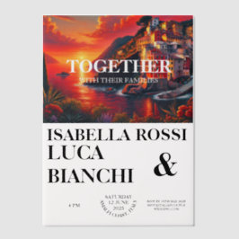 Italiaans zonsondergang kust vet Waterverf landsch Vellum Uitnodigingen