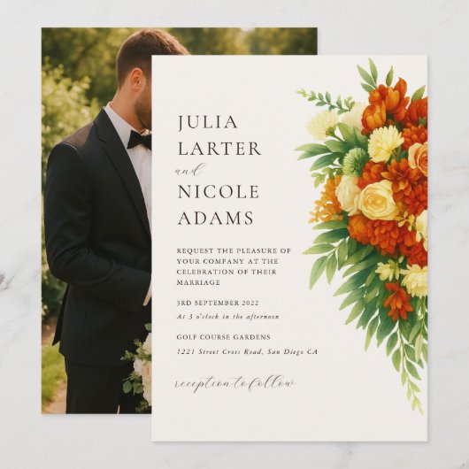 Italiaans Zonsondergang Sinaasappel Groene Bloem B Kaart (Voorkant / Achterkant)