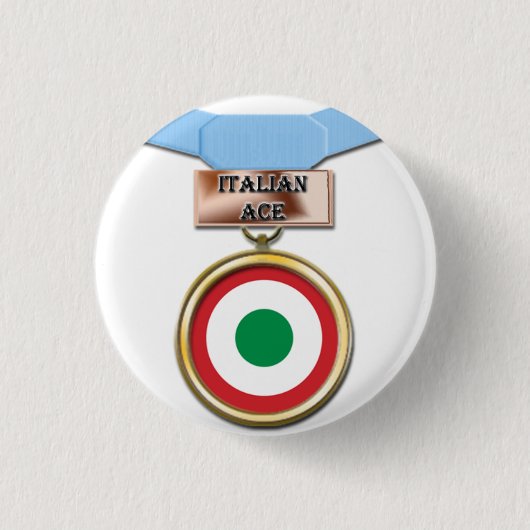 Italiaanse Ace-medaille Ronde Button 3,2 Cm (Voorkant)