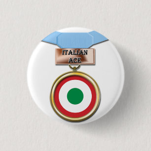 Italiaanse Ace-medaille Ronde Button 3,2 Cm