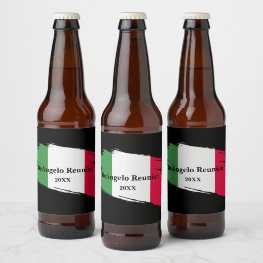 Italiaanse achternaam Custom Flag Kleuren Reunion Bier Etiket (Flessen)