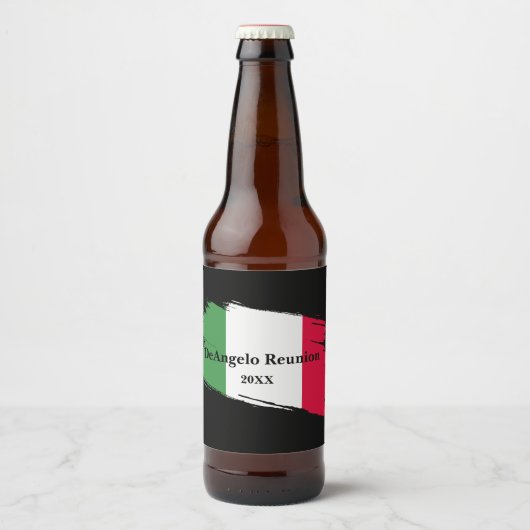 Italiaanse achternaam Custom Flag Kleuren Reunion Bier Etiket (Voorkant)