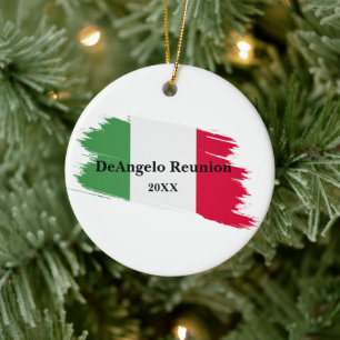Italiaanse achternaam Custom Flag Kleuren Reunion Keramisch Ornament
